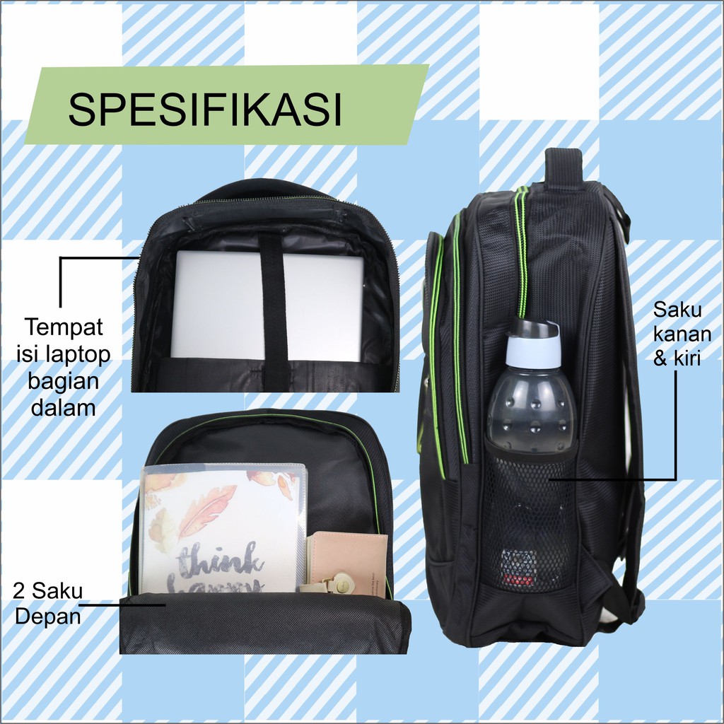 Tas Polo Pria Original Ransel Gendong Polo Alfito Bordir Tas Laptop Sekolah SMP SMA Backpack Punggung Pria Keren Tas Kerja Dinas Ransel Ngaji Rohis Model Bordir Tas Laptop 16 inch