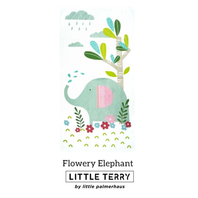 LITTLE TERRY TOWEL - Handuk Bayi-Flowery Elephant