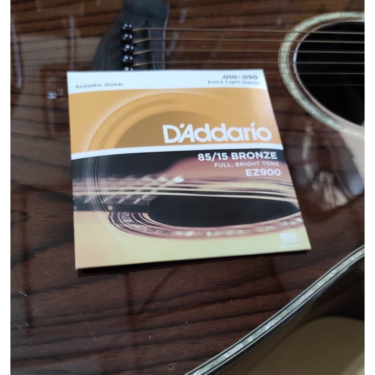 senar gitar D'addario akustik 1 set (6 senar) ukuran 0.10 seri ez900