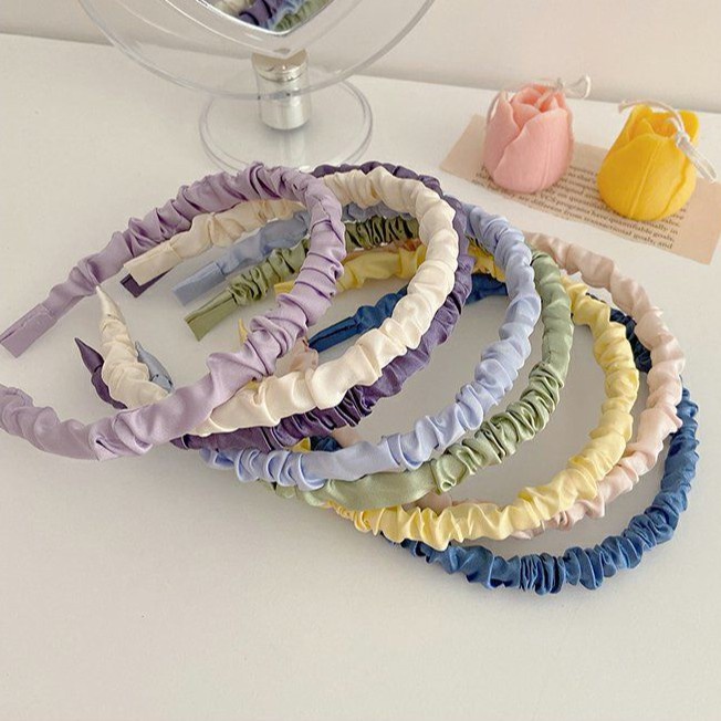 BANDO KERUT SCRUNCHIE IMPORT ALA KOREA HEADBAND SATIN LUCU MURAH (VH)