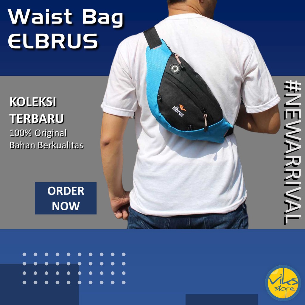 Tas Pinggang Pria / Cowok Selempang Waist Bag Bahu Casual Multifungsi Original