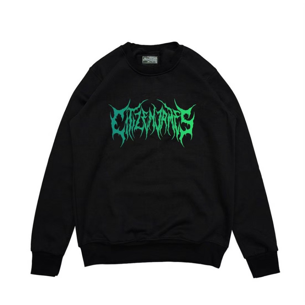 Crewneck Black Motif METAL Simpel Pria dan Wanita Premium Quality