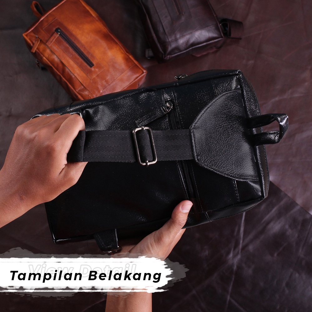 Tas Selempang Pria Kulit Asli Tas Slempang Pria Kulit PU Leather Slingbag ESL03 GARANSI ORIGINAL