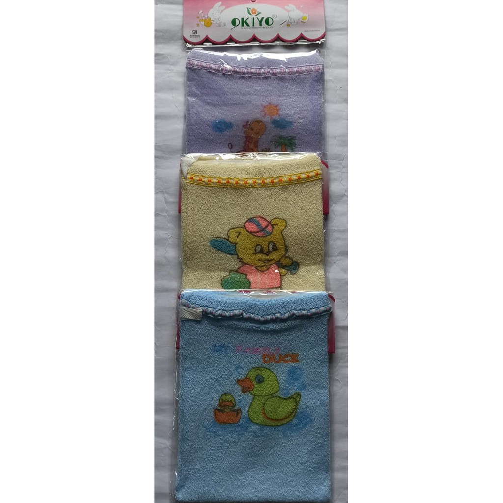 Okiyo ~ 3 Pcs Washlap Bayi, Perlengkapan Mandi Bayi Tanpa Jempol (One size)