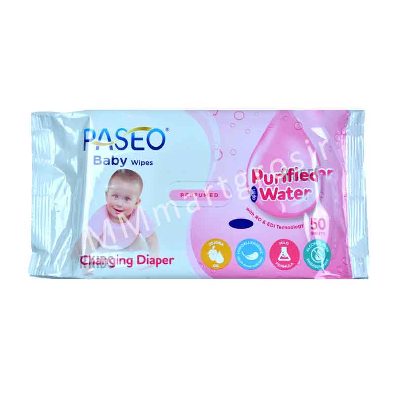 Paseo Baby Wipes / Tisu Basah / With Jojoba oil / 50 sheets