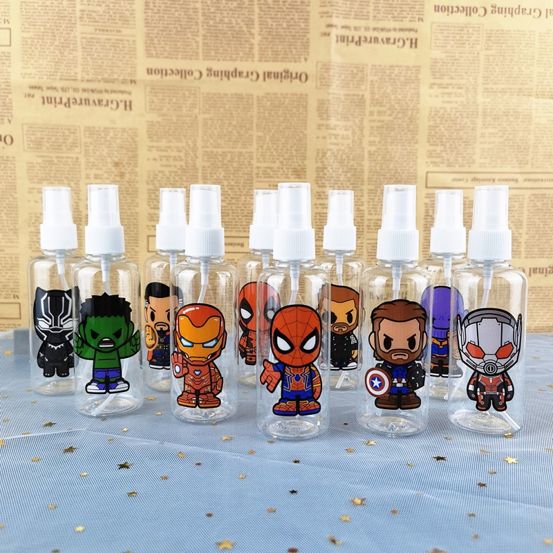 Magic789 100ML Plastic Spray Bottle Marvel Heroes Travel Size Bottles for Cosmetic Cartoon Refillable Container