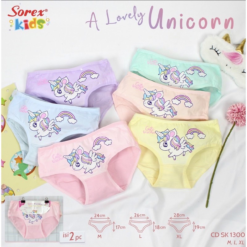 2PCS CELANA DALAM ANAK PEREMPUAN/ CD ANAK SOREX KEPIT  KIDS 1300 unicorn ； 1301 balerina ICE CREAM