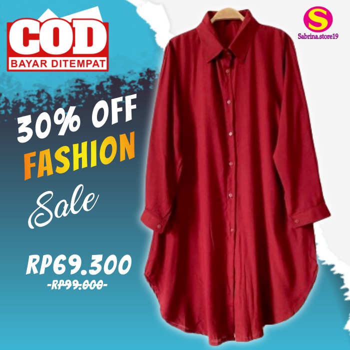Baju Atasan  Wanita Lengan Panjang Murah Terbaru Kekinian Jumbo Hem  Kemeja Blouse Tunik Fashion Mus