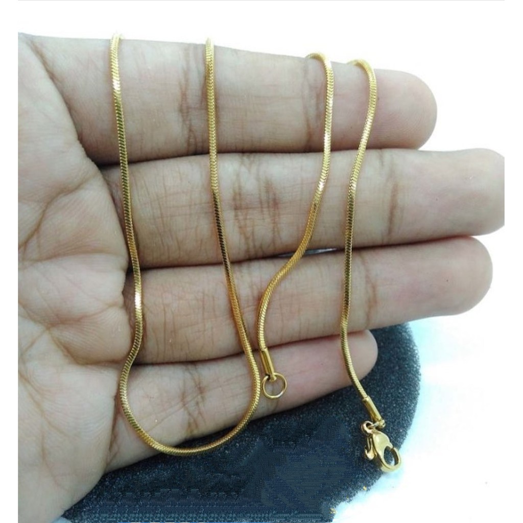 kalung titanium 100% anti luntur dan anti karat model gold bulat