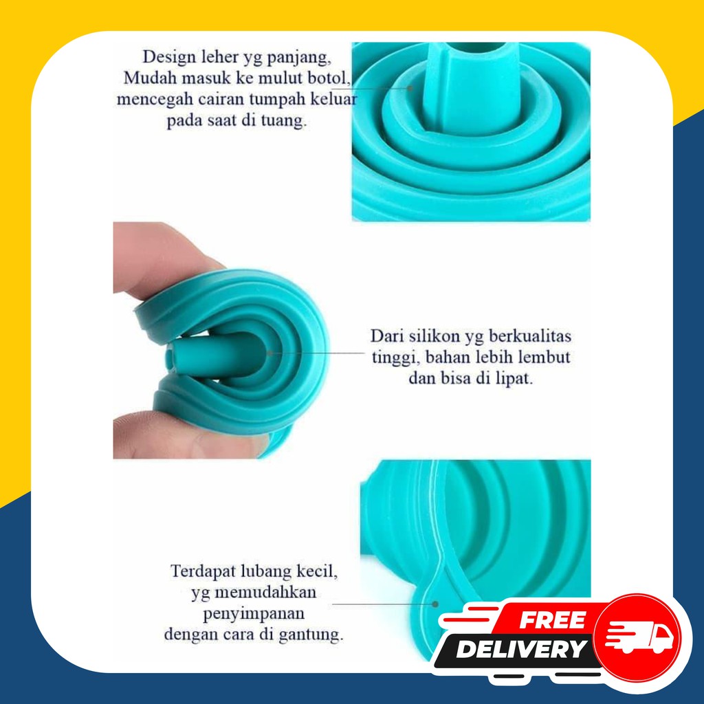 Corong Minyak Dan Air Lipat Portable Bisa Dilipat Tuangan Bahan Silikon Karet Collapsible Mini Funnel AD8