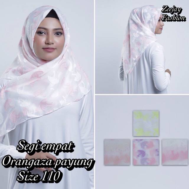 Hijab kerudung jilbab segi empat motif rubiah embos organza payung linen rubi