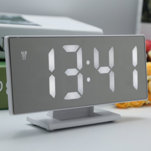 Jam Meja Digital Led Weker &amp; Digital Alarm Clock Mirror DS-3618L White