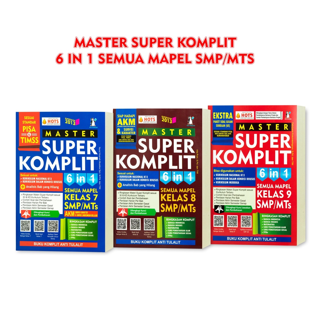 Buku Ujian SMP MTS Kelas 7 8 9 / Master Super Komplit Kelas 7 / Master Super Komplit Kelas 8 / Maste