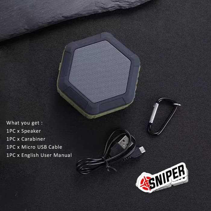 Sniper Mini Bluetooth Waterproof Speaker MY-01 [Hijau]