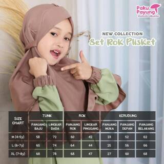 SETELAN BAJU  ANAK  PEREMPUAN SET ROK PLISKET ANAK  MUSLIM 