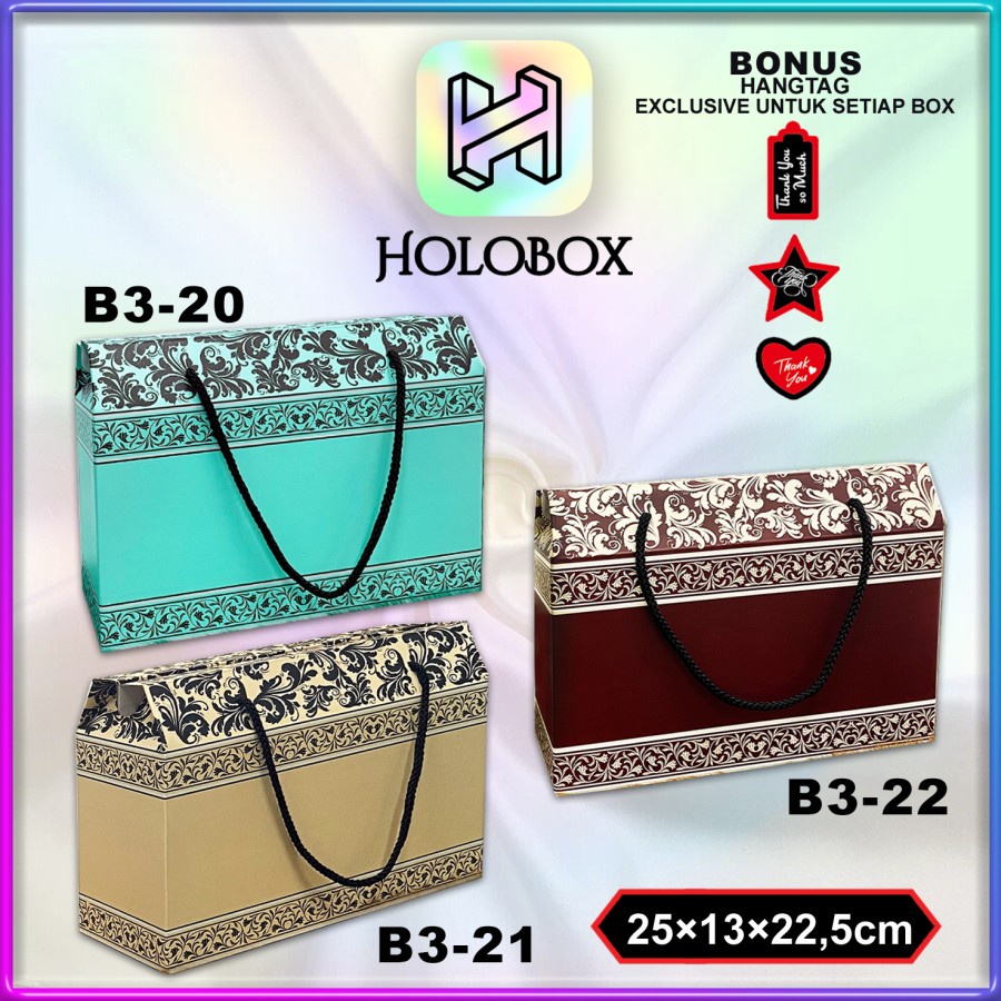 

Kotak Kado / Gable / Kue / Hampers / Serbaguna / Dus / Box / Packaging / 25X13X22.5 / B3