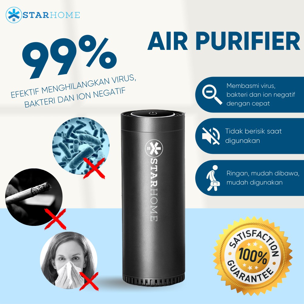 Pembersih Udara Car Air Purifier StarHome Penyaring Penjernih Udara dengan Saringan HEPA Filter