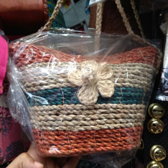 TERMURAH Paket hemat 1 Set Tas Rajut Selempang dan Jinjing + Tas Rotan Selempang dan Rotan isi 6 pcs