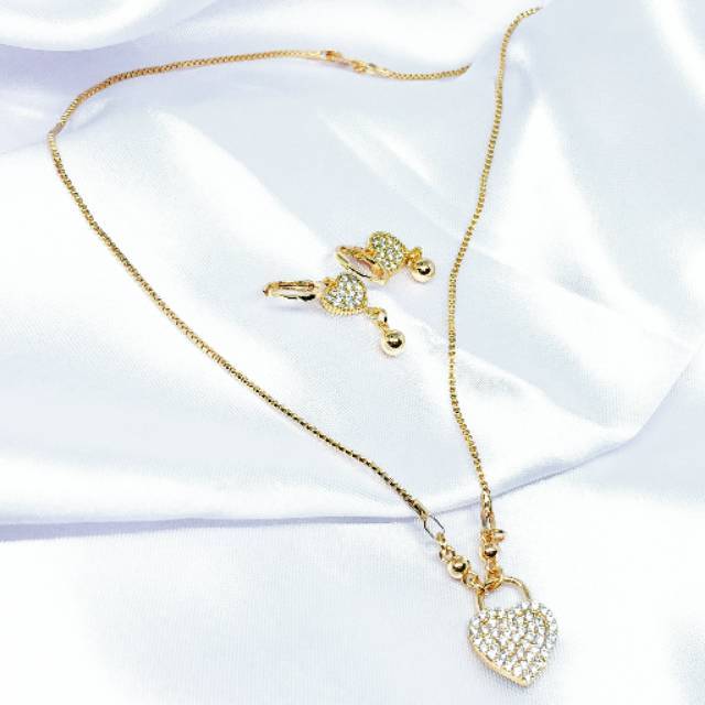 Gold Love Batu Putih Xuping Set Anting Kalung Koye - SS0014