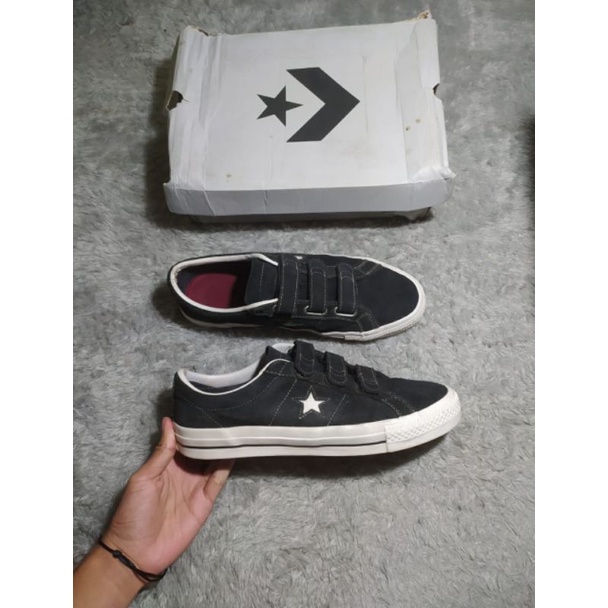 converse one star velcro pro suede black white ori PT MAP
