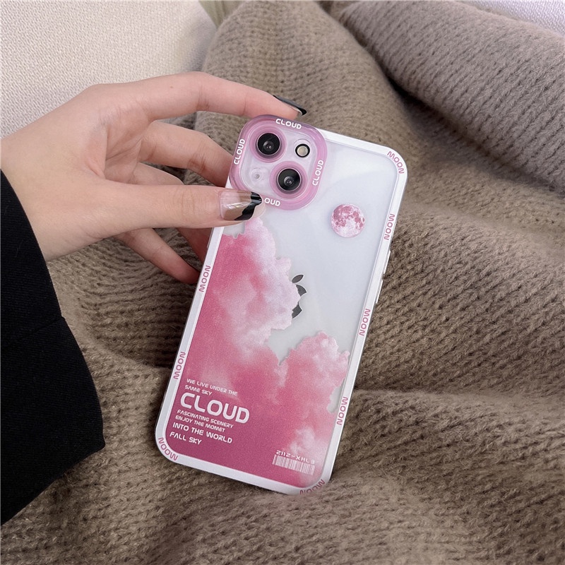 Art style Clouds Straight Cube Edge transparent Case For iPhone 11 Pro Max 11 Pro 11 XS Max XR XS X 7 8 6 6S Plus SE 2020 Soft Cover