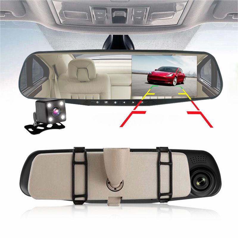 （COD)Mobil Spion Kamera Dashcam Mobil Depan Belakang Dual Camera 1080P 4.3 Inch Mobil Spion Kamera Parkir Mundur Night Vision Car Mobil