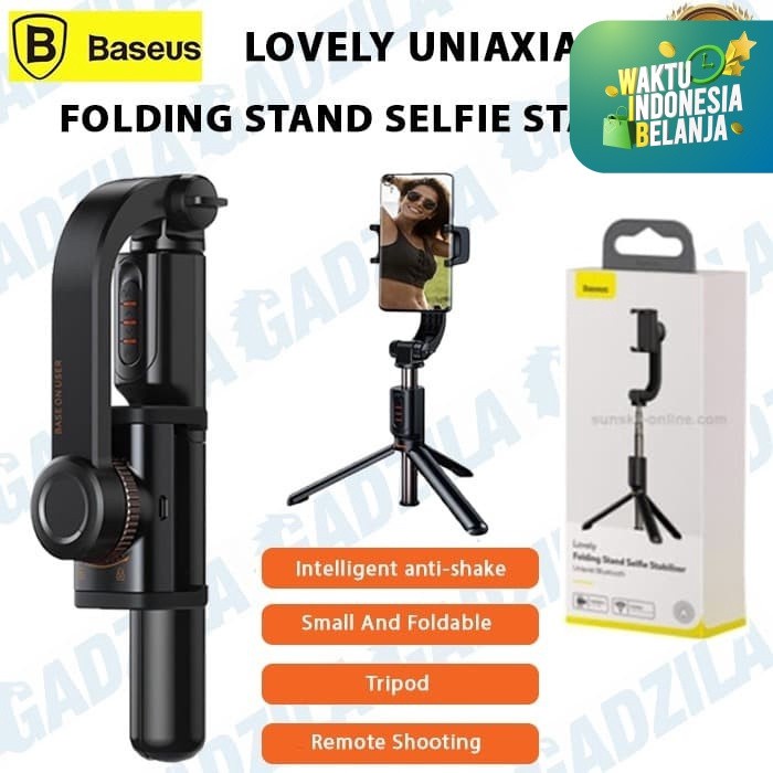 FR499 BASEUS LOVELY UNIAXIAL BLUETOOTH SELFIE TONGSIS TRIPOD STABILIZER - Hitam