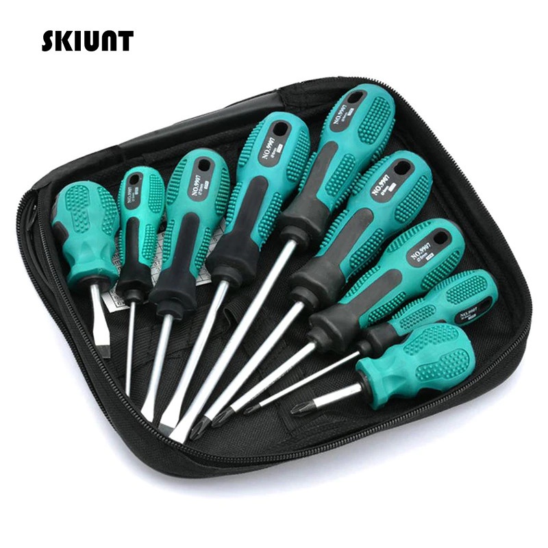 SKIUNT Obeng Set Reparasi Magnetic Head 9 in 1 SK803 HIJAU