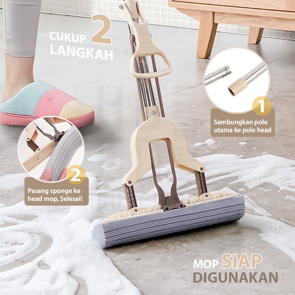 Alat Pel Lantai Spons Sponge Mop 28cm Alat Pel Lantai Karet Pel Praktis Serbaguna