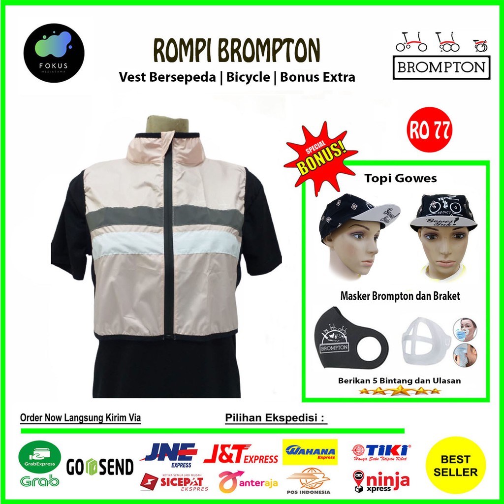 Rompi Sepeda Vest Brompton Olahraga Bersepeda Windbreaker Setengah Badan Pria Wanita