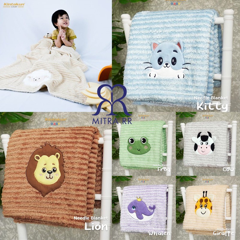 Selimut Bayi Kintakun 76 x 102 Needle Blanket Bulu Lembut Tanpa Topi Karakter Hewan Lucu