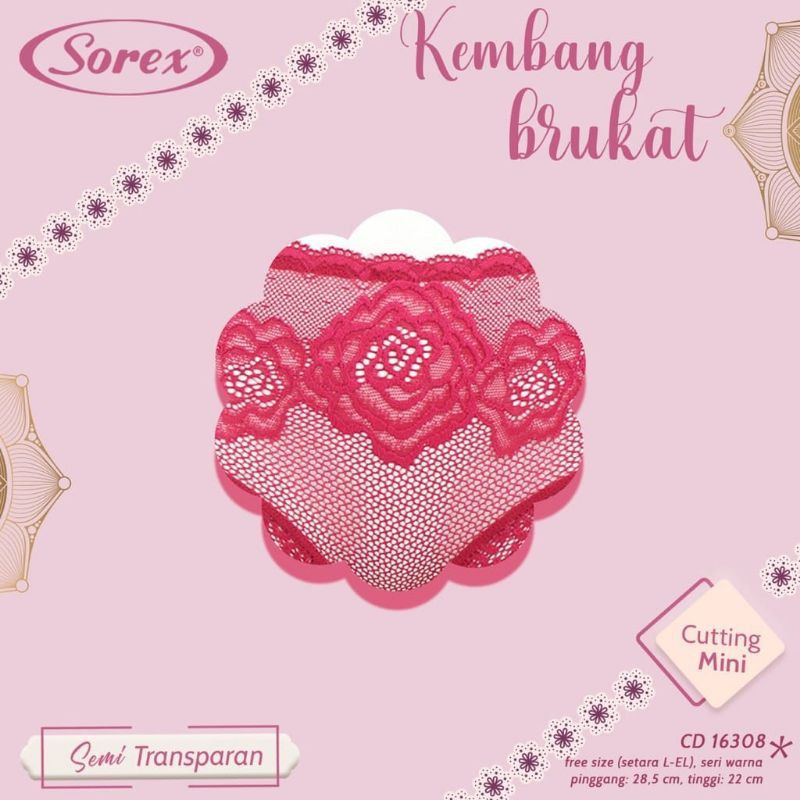 SOREX celana dalam wanita Mini Brukat 16308 Semi Transparan