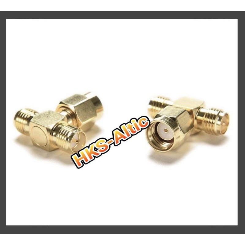 Conector Konektor adapter RP SMA male ke Dua RP SMA female Gold