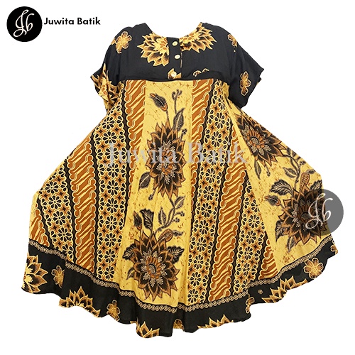 Juwita Batik - Daster Payung Jumbo LD 130 3XL Nirwarna Klok Pola Baju bumil Kancing Depan Busui