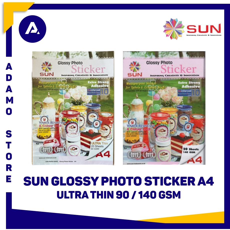 Kertas Sticker A4 Sun Glossy Photo Sticker A4 (90 140 gsm) Next Generation