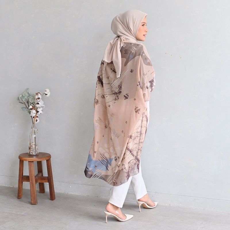 OUTER SCARF CARDIGAN MOTIP RANTING HL LUNA TULIP GUNUNG LEOPARD BUNGA POLKADOT PRINTING LASERCUT