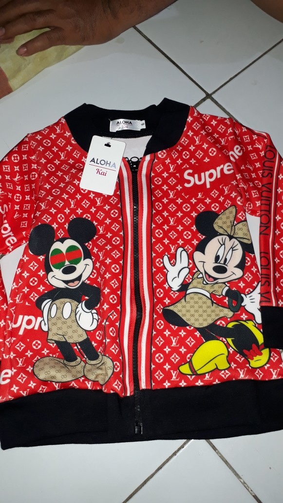 Vew Jacket Elvi Mickey Merah Full Printing Import