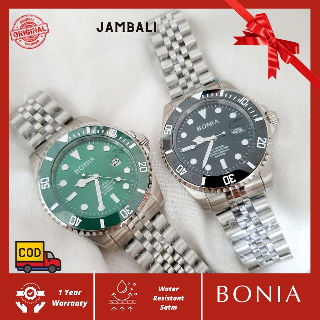 Jam Tangan Pria Bonia Luminous  Automatic Silver stainless