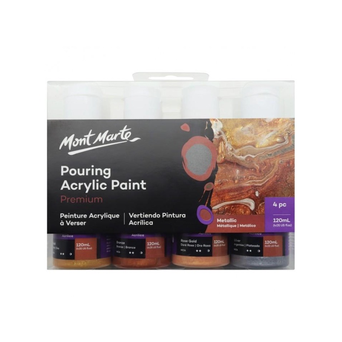 

BARU! MONT MARTE POURING ACRYLIC PAINT 120ML 4PC SET - METALLIC ALAT LUKIS TERLARIS DAN MURAH AL2