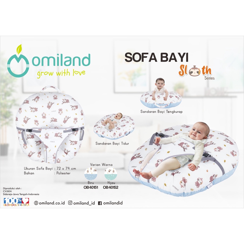 Omiland - Sofa Bayi Multifungsi + Safety Belt & Bantal Motif Hewan Sofa Baby Newborn