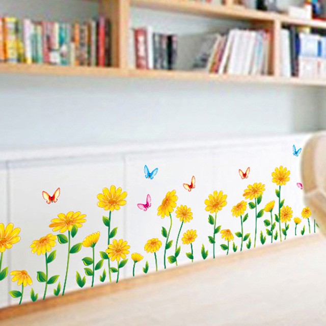 RELIZA WALL STICKER RUMPUT BUNGA GRASS YELLOW SUN FLOWER STIKER DINDING AY7249