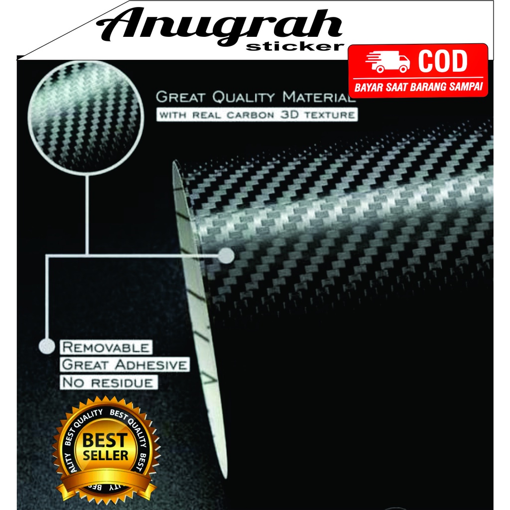 STIKER SKOTLET CARBON 3D HITAM DOFF