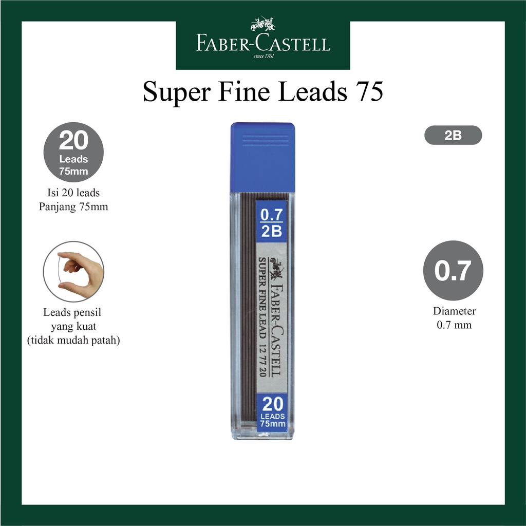 

Isi Ulang Pensil Mekanik Faber Castell / Refill Mechanical Pencil / 2B Lead 0.7 MM