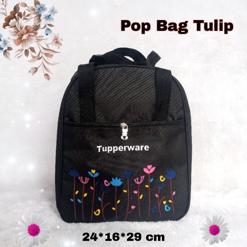 Tas pop bunga tulip/ tas bekal tupperware (stock ready) / tas bekal makan