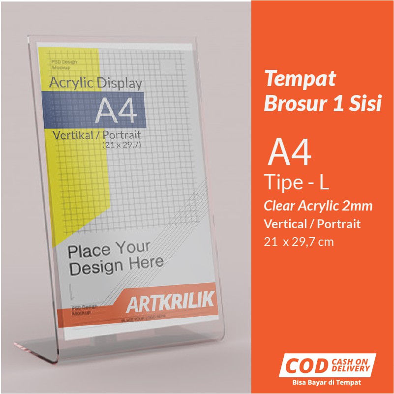 

TEMPAT BROSUR / TENT HOLDER / TENT CARD AKRILIK DISPLAY A4 MODEL L