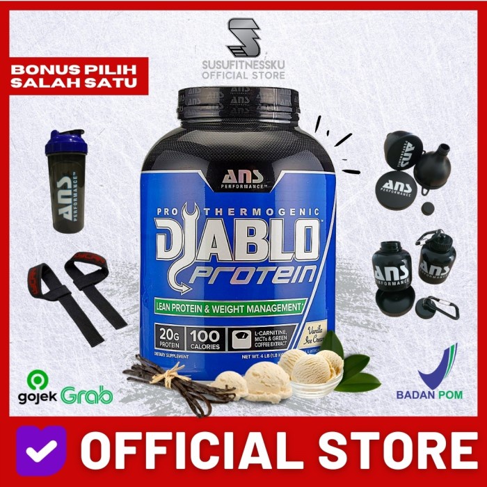 

ANS Diablo Protein 4lbs Whey Protein + Fat Lose - Vanila, Bonus Shaker Suplemen Bakar Lemak Amino Suplemen Pembentuk Otot Perut Bpom Gold Pro Whey Protein R4Q9Y4Q0I7 Platinum Hydro Whey Isolate Supelmen Gym Penambah Berat Badan Penggemuk Susu Fitness Peng
