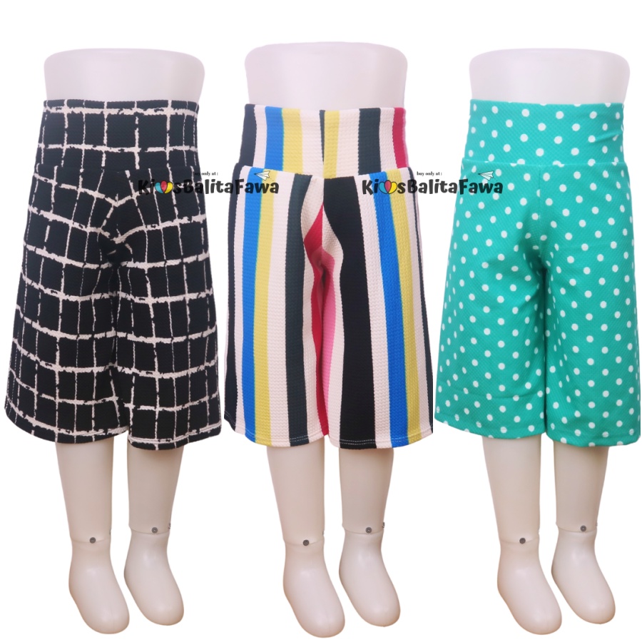 Kulot Motif uk 1-2 Tahun / Celana 3per4 Anak Perempuan Murah Celana Pendek Skirt Pants Adem Kulot