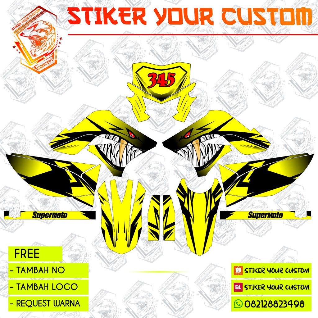 DECAL KLX 150 L - SHARK KUNING
