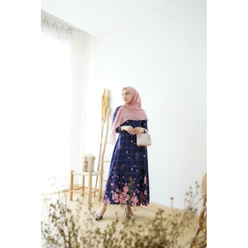Sakura dress ori Kiciks Muslimah luxury Navy