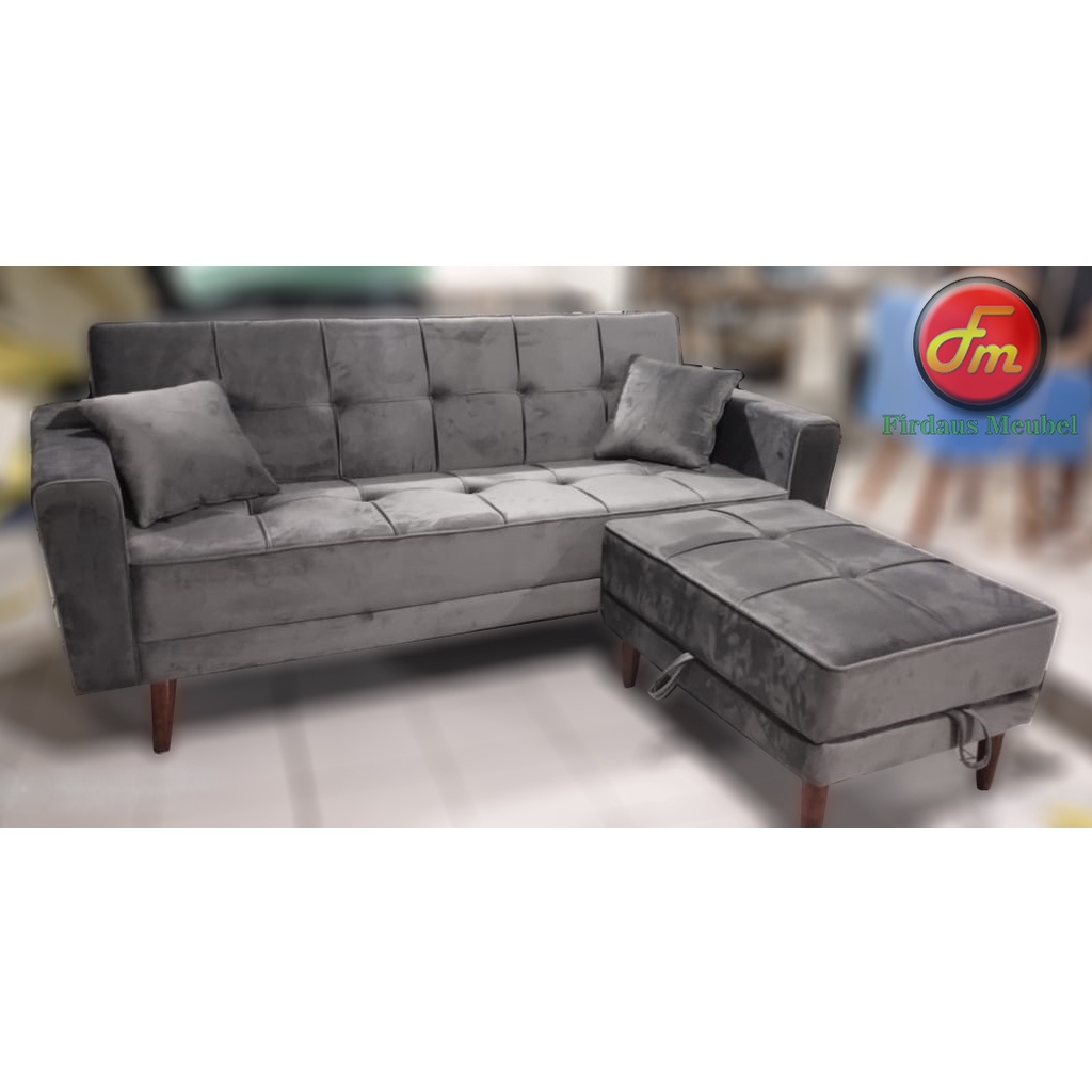 Jual Bruno Sofa Bed (with Stool Storage) | Shopee Indonesia